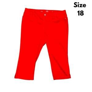 St. John’s Bay Womens Capri Jeans Sz 18  XL Red High Rise Stretch Denim #176